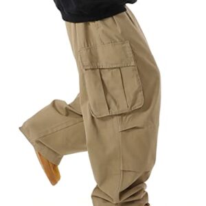 Verdusa Men's Drawstring Waist Pocket Side Loose Cargo Pants Baggy Joggers Khaki S