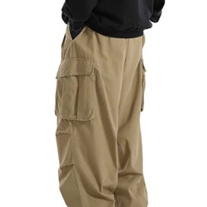 Verdusa Men's Drawstring Waist Pocket Side Loose Cargo Pants Baggy Joggers Khaki S