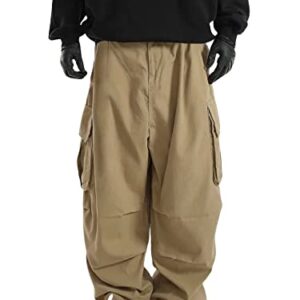 Verdusa Men's Drawstring Waist Pocket Side Loose Cargo Pants Baggy Joggers Khaki S