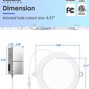 12 Pack 5CCT Ultra-Thin LED Recessed Lighting 6 Inch, Downlight with Junction Box, 2700K/3000K/4000K/5000K/6500K Selectable, 12W 110W Eqv, Dimmable Wafer Lights, 1050LM Canless LED Recessed Light, ETL