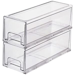 yatmung clear drawers pull out refrigerator organizer bins - stackable fridge drawers - food, pantry, freezer, plastic kitchen organizing - fridge organization and storage containers (2 pack | small