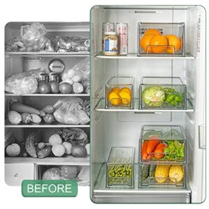 Yatmung Clear Drawers Pull Out Refrigerator Organizer Bins - Stackable Fridge Drawers - Food, Pantry, Freezer, Plastic kitchen organizing - Fridge organization and storage containers (2 Pack | small
