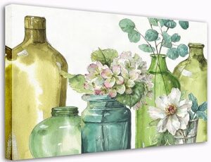 artmaple paint by number for adults beginner kids, ideal gift choice for birthday,anniversary or any festival. diy acrylic for decor canvas roll (16x24, flowers in glass bottles)