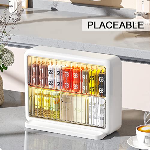 LELE LIFE K Cup Holder Organizer, 2 Tier Clear Acrylic Coffee Pod Holder Tea Bag Organizer, Space-Saving Slim Coffee Bar Organizer Coffee Station Organizer for Countertop or Wall