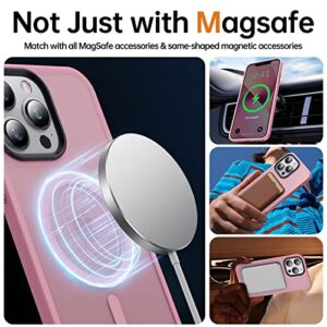 Maozis Strong Magnetic Designed for iPhone 13 Pro Max Case [Compatible with Magsafe][Military Grade Drop Protection] Protective Shockproof Translucent Matte Slim Phone Case for iPhone 13 Pro Max, Pink