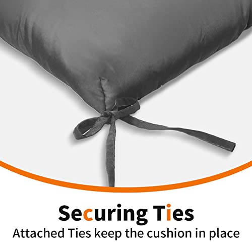 Outdoor Chair Cushion 20”x20”x4”, Tufted Water-Repellent Patio Seat Cushions with Non-Slip Ties, 2 Count, Grey