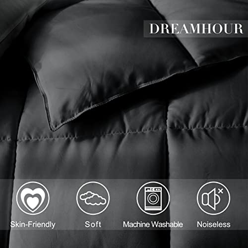 DREAMHOUR Bamboo Fiber Comforter Queen Size,Black Ultra Soft Breathable Plush Duvet Insert All Season Machine Washable,8 Corner Tabs 90X90 Inches