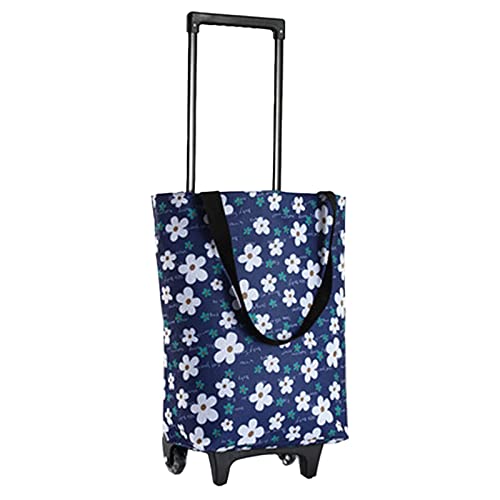 Folding Shopping Bag with Wheels Portable Big Shopping Cart Trolley Bag Reusable Shopping Trolley Storage Bag for Groceries