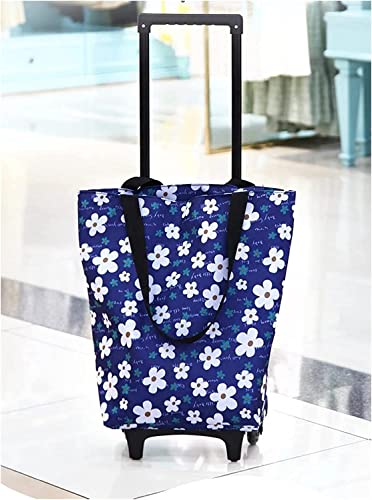 Folding Shopping Bag with Wheels Portable Big Shopping Cart Trolley Bag Reusable Shopping Trolley Storage Bag for Groceries