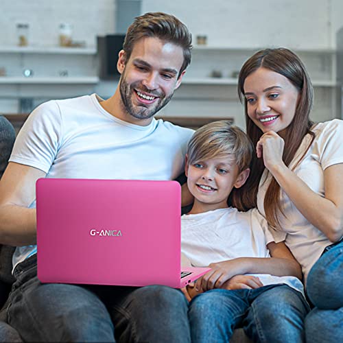 G-Anica Laptop Computer(10.1 inch), Quad Core Powered by Android 12.0, Netbook Computer with WiFi, Webcam and Bluetooth, Mini Laptop with Bag, Mouse, and Mouse Pad for Kids and Adults（Pink）