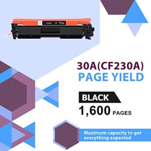 30A CF230A Toner Cartridge Black 4 Pack Compatible Replacement for HP 30A CF230A 30X CF230X for Pro MFP M227fdw M203dw M227fdn M203dn M227sdn M203d M227 M203 Series Printer Ink