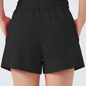 THE GYM PEOPLE Women's Drawstring Sweat Shorts High Waisted Summer Workout Lounge Shorts with Pockets Black