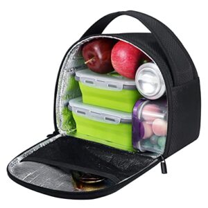 Gloppie Lunch Box Insulated Lunch Bag for Men Women Lunch Cooler Bags Black Lunch Tote Bag for Bento Box Lunch Containers Adult Lunchbox Lunchbag Work Office Picnic