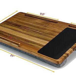 Lap Desk, Laptop Lap Desk with Cushion Made with Premium Acacia Wood. Lap Desk for Laptop Fits 14” to 17” Laptops. Bed Desk, Laptop Desk, Lapdesk for Laptop for Home Office Laptop Lap Desks Hazelteck