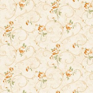 Skyblur Vintage Yellow Wild Floral Peel and Stick Wallpaper for Living Room Accent Walls American Country Rustic Flowers Wallpaper Floral 17.5"x78.7" Removable Adhesive Contact Paper Retro Wall Decor