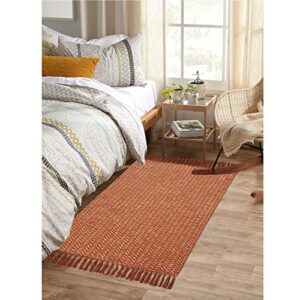 Lahome Boho Kitchen Rug, 2x3 Bathroom Rug Lightweight Indoor Door Mats for Entryway Small Cotton Area Rug with Tassels, Farmhouse Washable Throw Rug Low Pile Carpet for Bedroom Gifts