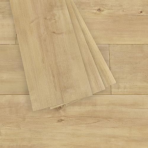 Skyblur Vinyl Planks Flooring Peel and Stick Floor Tile Natural Wood Tiles for Floor Stickers Removable Self Adhesive Tiles Bathroom Floor Vinyl Tiles for Kitchen Floor 35x6 Inch 4 Pcs