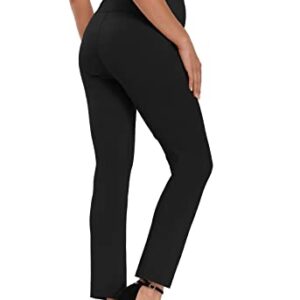 Foucome Women's Maternity Work Pants Over The Belly Bootcut Dress Pants Stretch Pregnancy Slacks (Black, L)