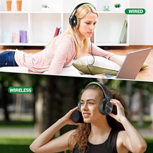 Rydohi Bluetooth Headphones Over Ear, 68H Playtime and 3 EQ Music Modes Wireless Headphones with Microphone/Deep Bass, HiFi Stereo Foldable Lightweight Headset for PC Home Travel Office (Black Green)