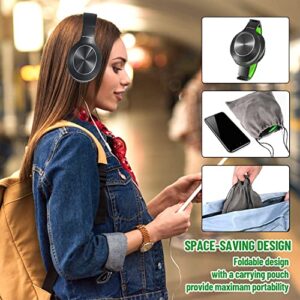 Rydohi Bluetooth Headphones Over Ear, 68H Playtime and 3 EQ Music Modes Wireless Headphones with Microphone/Deep Bass, HiFi Stereo Foldable Lightweight Headset for PC Home Travel Office (Black Green)