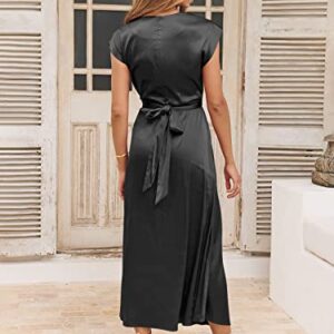 ANRABESS Women's 2023 Formal Dress for Women Summer Maxi Elegant Satin Cocktail Dress Sleeveless Wrap A-Line Flowy Midi Wedding Guest Silk Semi Formal Dress 916heihui-S Black