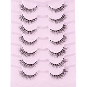 Onlyall Natural Lashes Wispy Lashes Natural Look False Eyelashes Natural Flared Eyelashes False Eye Lashes Soft Fluffy Lashes 7 Pairs D1