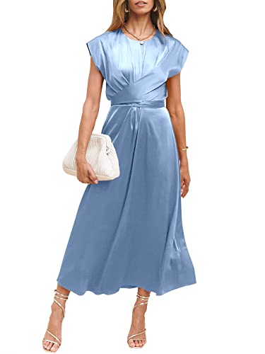 ANRABESS Women's 2023 Formal Dress for Women Summer Maxi Elegant Satin Cocktail Dress Sleeveless Wrap A-Line Flowy Midi Wedding Guest Silk Semi Formal Dress 916qianlan-L