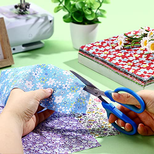 100 Pcs 8 x 8 Inches Precut Cotton Fabric Bundle Squares Patchwork Floral Fabrics Multi Color Printed Sewing Patchwork Fabric Quilting Fabric DIY Material for Sewing Crafts for Kids