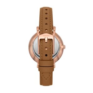 Fossil Women's Jacqueline Quartz Stainless Steel and Leather Three-Hand Watch, Color: Rose Gold, Brown (Model: ES5274)