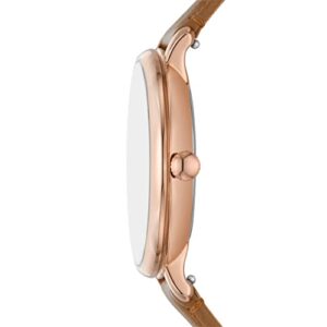Fossil Women's Jacqueline Quartz Stainless Steel and Leather Three-Hand Watch, Color: Rose Gold, Brown (Model: ES5274)