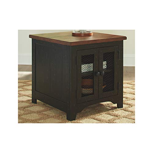 Signature Design by Ashley Valebeck Farmhouse Lift Top Coffee Table, 36 in x 36 in x 18 in & Valebeck Farmhouse Rectangular End Table with Storage, Distressed Brown & Black Finish