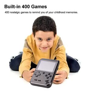 Mini Handheld Game Console for Kids with 400 Classic Retro Games, 1020mAh Rechargeable Battery, 2.8 Inch Screen, Birthday Game Toy for Boy Girl (Black)