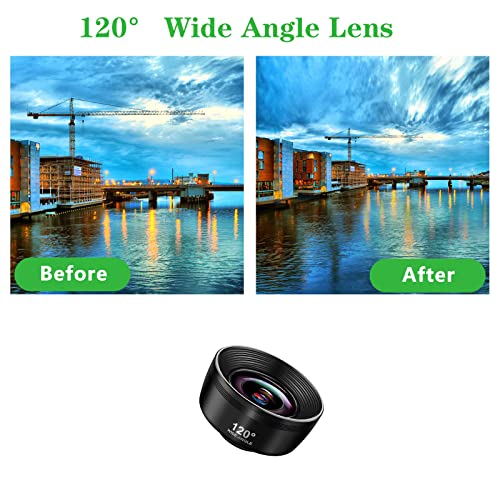 Upgraded 3 in 1 Phone Lens kit-210° Fisheye Lens + Macro Lens + 120° Wide Angle Lens with Clip, Cell Phone Lens, anamorphic Lens, Funny Pictures Compatible with iPhone, Smartphones, Gifts Ideal