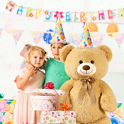 MorisMos Giant Teddy Bear Stuffed Animal 4ft, Big Teddy Bear Plush for Baby Shower, Life Size Stuffed Bear Gifts for Kids, Girls, Girlfriend, Women on Valentine, Christmas, Birthday（Light Brown）