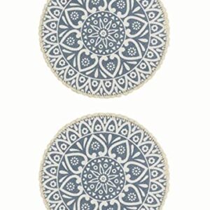 Cotton Table Mats Round Jute Fiber Placemats Grey Washable for Home and Offices Dining Table, Size 38X38 cm (Pack of 2 Pieces)