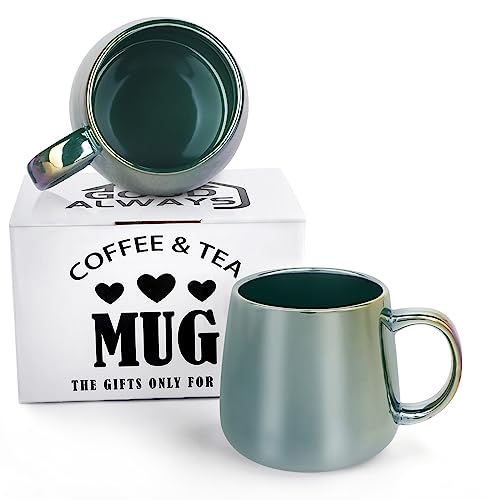 GOOD ALWAYS Ceramic Coffee Mug, Tea Cup for Office and Home, 15 Oz Tea Mug,Latte,Cappuccino,Cocoa with Handle, Christmas, Birthday, Teacher Appreciation Gifts for Women and Men, 1 Pack (Glossy Green)