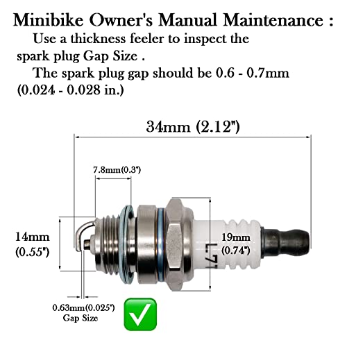 JMCHstore Racing Spark Plug For Coleman RB100 Monster Moto 80cc MM-B80, For Phatmoto gas bike 79cc Motovox MBX10 Mega Moto105cc Mini bike, MotoTec 105cc 3.5HP, MM-K80R Mega Max Go kart (Pack of 2)