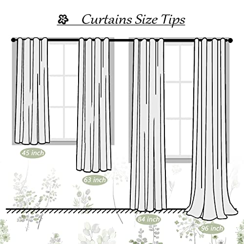 XTMYI Short Bathroom Curtains for Small Window,80% Blackout Watercolor Eucalyptus Wildflowers Boho Curtains for Kitchen Nursery,45 Inch Length,Sage Green and Grey