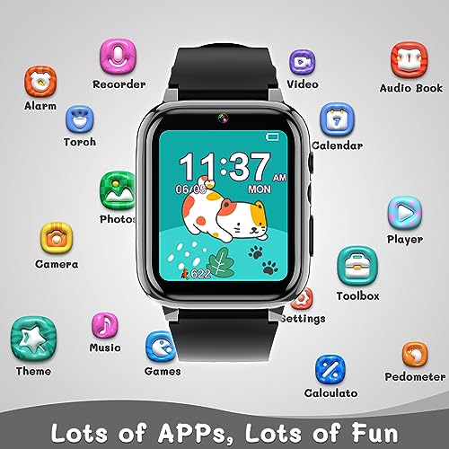 Spodus Kids Smart Watch Boys, Kids Watch for Boys Ages 5-7 3-5 8-12, Toddler Toy Watch with 26 Games Step Counter Pedometer Learning Card Audio Book Educational Watch for Boys