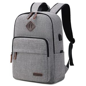 kyalou laptop backpack, lightweight bookbag casual daypack for men and woomen, college with usb charging port - gray