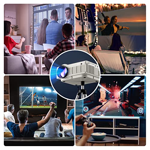 YEZMEK Native 1080P Projector with 5G WiFi and Bluetooth, 15,000 Lumen Mini Portable Projector 4K Supported, Home Movie Projector Compatible with TV Stick Smartphone & Tablet Laptop HDMI USB TF.
