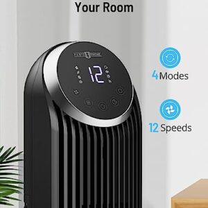 PARIS RHÔNE Tower Fan, 42” Bladeless Fan, 120° Oscillating Fan, 24 dB Quiet DC Motor, 12 Speeds, 4 Modes, Dustproof Mesh Filter, 12H Timer, Standing Fan with Remote for Bedroom, Home, Office