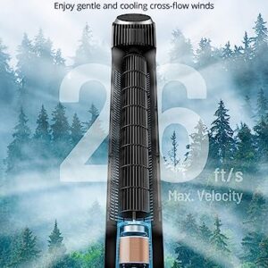 PARIS RHÔNE Tower Fan, 42” Bladeless Fan, 120° Oscillating Fan, 24 dB Quiet DC Motor, 12 Speeds, 4 Modes, Dustproof Mesh Filter, 12H Timer, Standing Fan with Remote for Bedroom, Home, Office