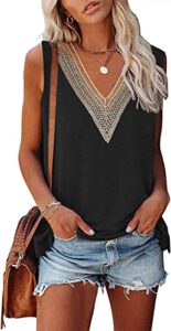 summer tops casual loose fit sleeveless shirts for women flowy soft black s