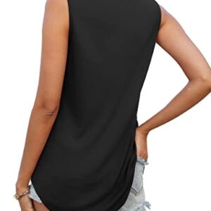 Summer Tops Casual Loose Fit Sleeveless Shirts for Women Flowy Soft Black S