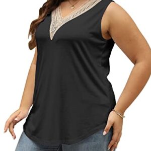 Summer Tops Casual Loose Fit Sleeveless Shirts for Women Flowy Soft Black S