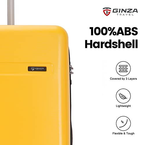 PRIMICIA GinzaTravel 3-Piece Luggage Sets Expandable Suitcases with 4 Wheels PC+ABS Durable Hardside Luggage sets TSA lock (Yellow, 3-Piece Set(20"/25"/29"))