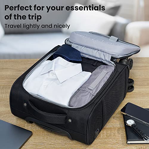 Coolife Underseat Carry On Luggage Suitcase Softside Lightweight Rolling Travel Bag Spinner Suitcase Compact Upright 4 Dual Wheel Bag