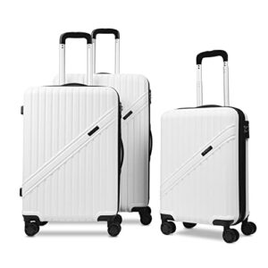 primicia ginzatravel luggage sets 3 piece expandable suitcases with wheels pc+abs durable hardside luggage sets tsa lock (white, 3-piece set(20"/25"/29"))