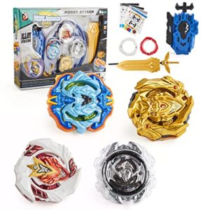 bey battling tops burst toy game set 4 spinning metal fusion tops 2 launchers battle gyro battling tops 1 arena great birthday gift for children kids boys ages 6+